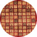 Round Machine Washable Abstract Orange Modern Area Rugs, wshabs708org