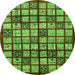 Round Abstract Green Modern Rug, abs708grn