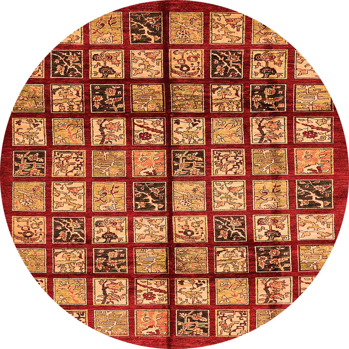 Round Abstract Orange Modern Rug, abs708org