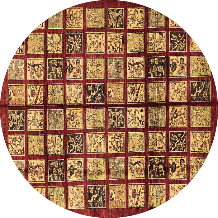 Round Machine Washable Abstract Brown Modern Rug, wshabs708brn