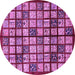 Round Machine Washable Abstract Purple Modern Area Rugs, wshabs708pur