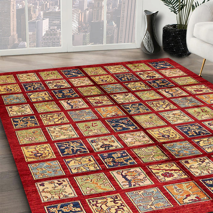 Abstract Metallic Gold Modern Rug in Family Room, abs708