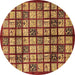 Round Abstract Brown Modern Rug, abs708brn