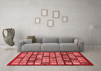 Machine Washable Abstract Red Modern Rug, wshabs708red