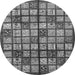 Round Machine Washable Abstract Gray Modern Rug, wshabs708gry