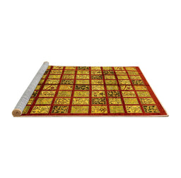 Sideview of Machine Washable Abstract Yellow Modern Rug, wshabs708yw