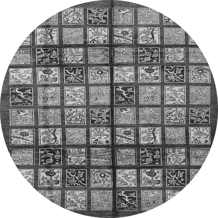 Round Abstract Gray Modern Rug, abs708gry
