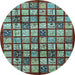 Round Abstract Light Blue Modern Rug, abs708lblu