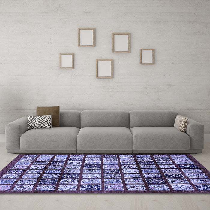 Machine Washable Abstract Blue Modern Rug in a Living Room, wshabs708blu