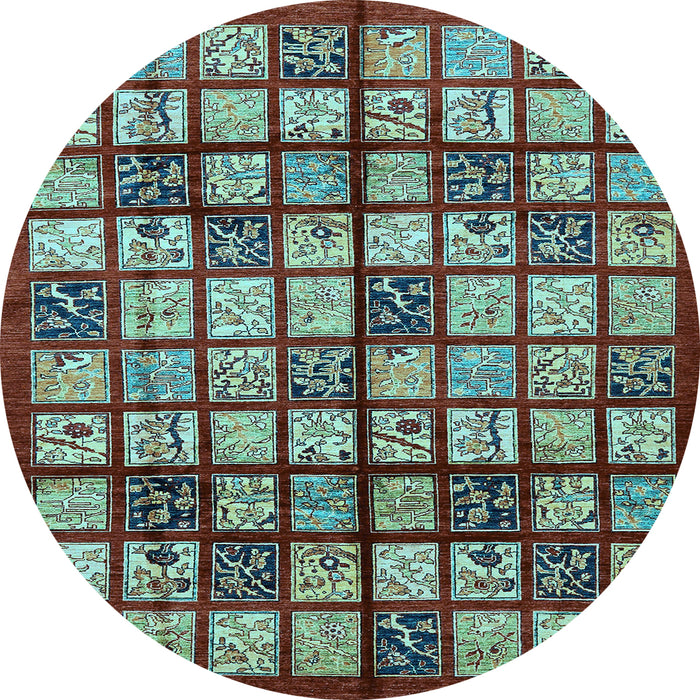 Round Machine Washable Abstract Light Blue Modern Rug, wshabs708lblu