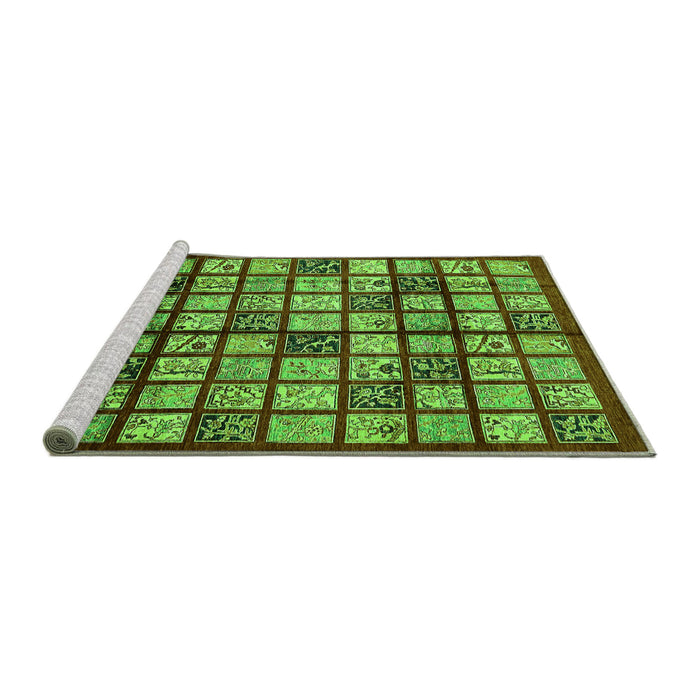 Sideview of Machine Washable Abstract Green Modern Area Rugs, wshabs708grn
