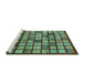 Sideview of Machine Washable Abstract Turquoise Modern Area Rugs, wshabs708turq