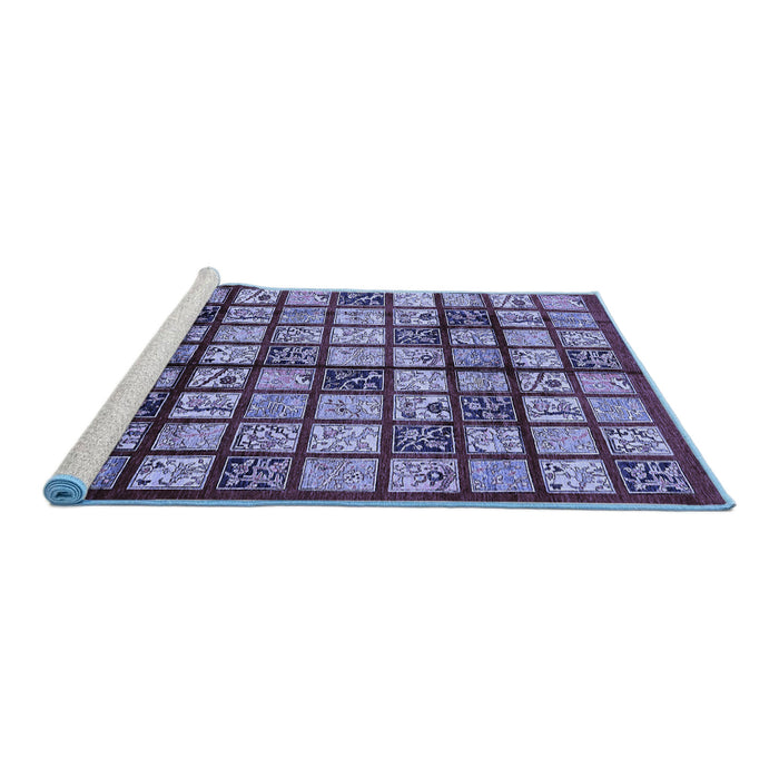 Sideview of Machine Washable Abstract Blue Modern Rug, wshabs708blu