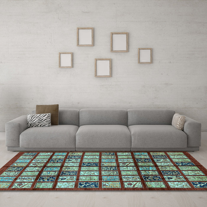Machine Washable Abstract Light Blue Modern Rug in a Living Room, wshabs708lblu