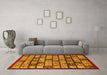 Machine Washable Abstract Yellow Modern Rug in a Living Room, wshabs708yw