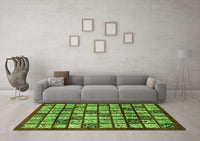 Machine Washable Abstract Green Modern Rug, wshabs708grn