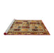 Sideview of Machine Washable Abstract Tomato Red Rug, wshabs709