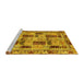 Sideview of Machine Washable Abstract Yellow Modern Rug, wshabs709yw