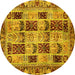 Round Abstract Yellow Modern Rug, abs709yw