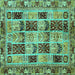 Square Machine Washable Abstract Turquoise Modern Area Rugs, wshabs709turq