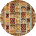 Round Abstract Red Modern Rug, abs709