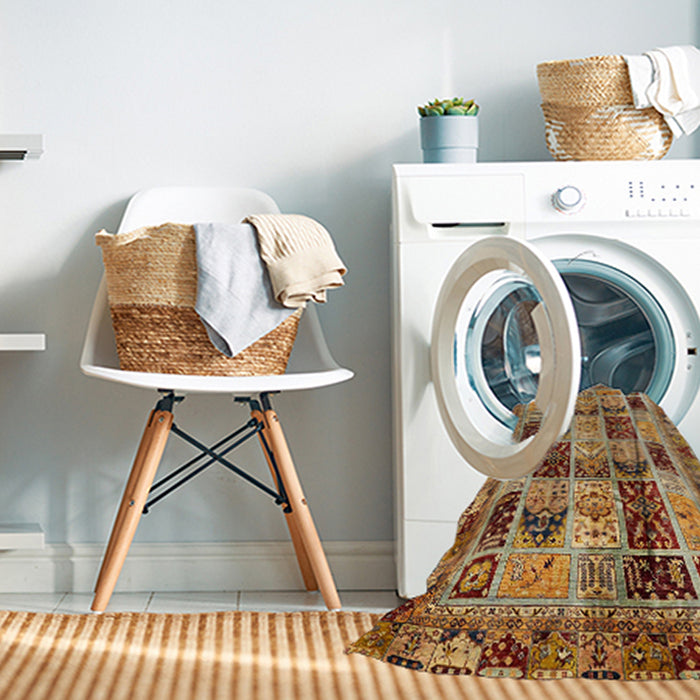 Machine Washable Abstract Tomato Red Rug in a Washing Machine, wshabs709