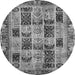 Round Abstract Gray Modern Rug, abs709gry