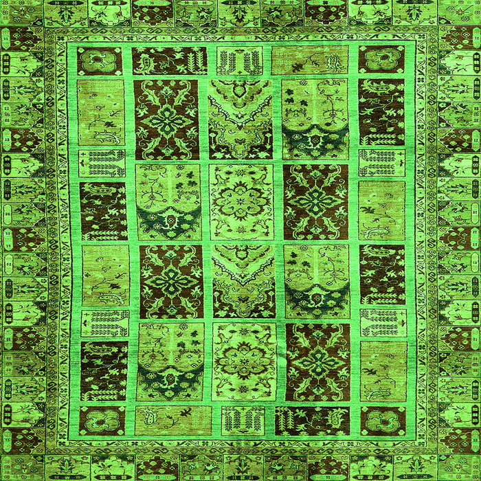 Square Machine Washable Abstract Green Modern Area Rugs, wshabs709grn