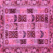 Square Machine Washable Abstract Pink Modern Rug, wshabs709pnk