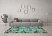 Machine Washable Abstract Light Blue Modern Rug, wshabs709lblu