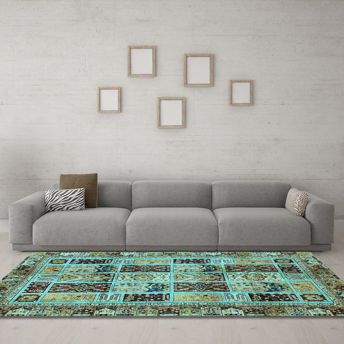Machine Washable Abstract Light Blue Modern Rug in a Living Room, wshabs709lblu