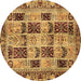 Round Abstract Brown Modern Rug, abs709brn