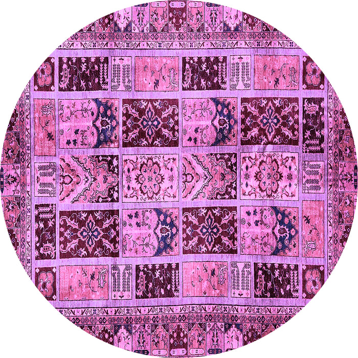 Round Machine Washable Abstract Purple Modern Area Rugs, wshabs709pur