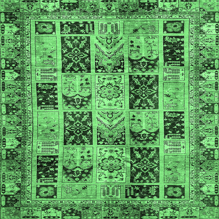 Square Machine Washable Abstract Emerald Green Modern Area Rugs, wshabs709emgrn