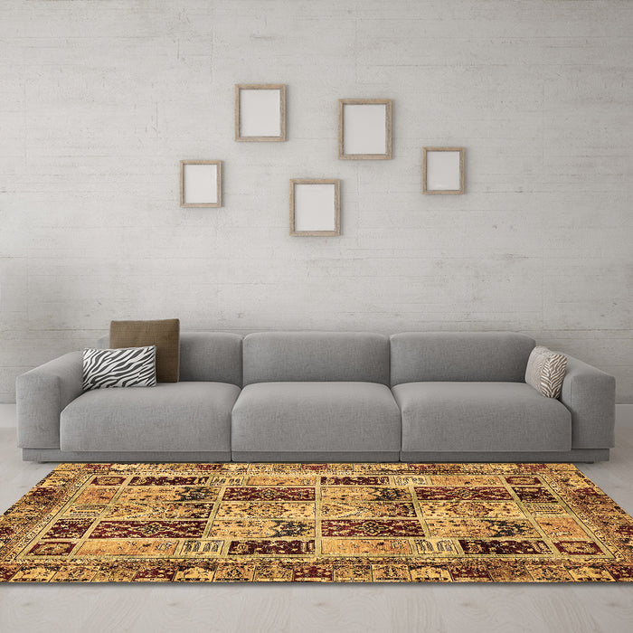 Machine Washable Abstract Brown Modern Rug in a Living Room,, wshabs709brn