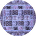 Round Abstract Blue Modern Rug, abs709blu