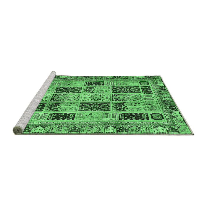 Sideview of Machine Washable Abstract Emerald Green Modern Area Rugs, wshabs709emgrn