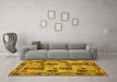 Machine Washable Abstract Yellow Modern Rug in a Living Room, wshabs709yw