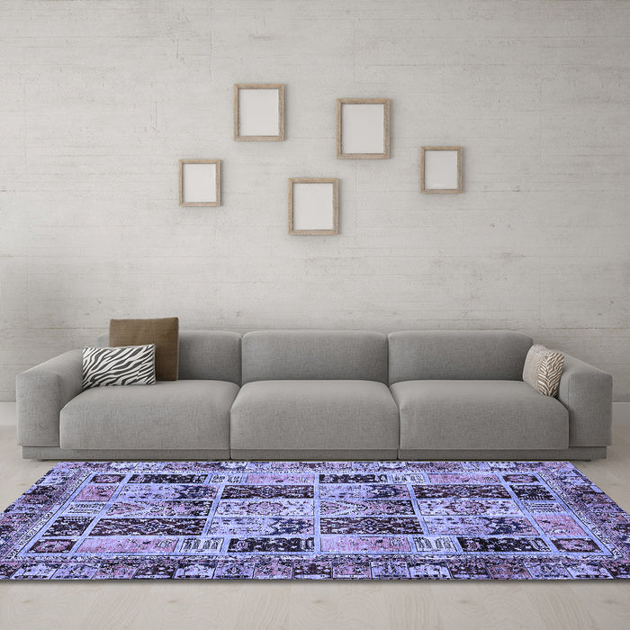 Machine Washable Abstract Blue Modern Rug in a Living Room, wshabs709blu