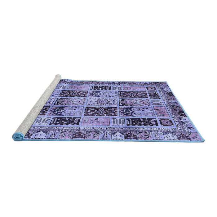 Sideview of Machine Washable Abstract Blue Modern Rug, wshabs709blu