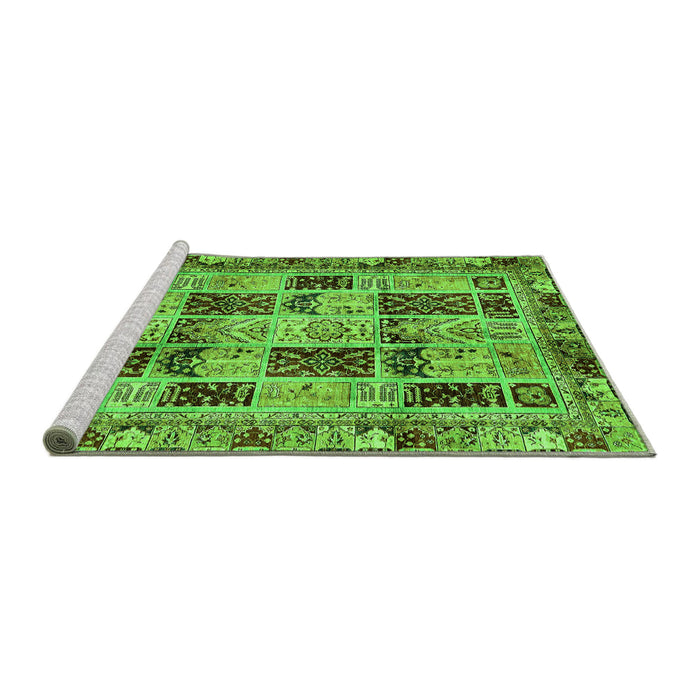 Sideview of Machine Washable Abstract Green Modern Area Rugs, wshabs709grn