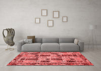 Machine Washable Abstract Red Modern Rug, wshabs709red