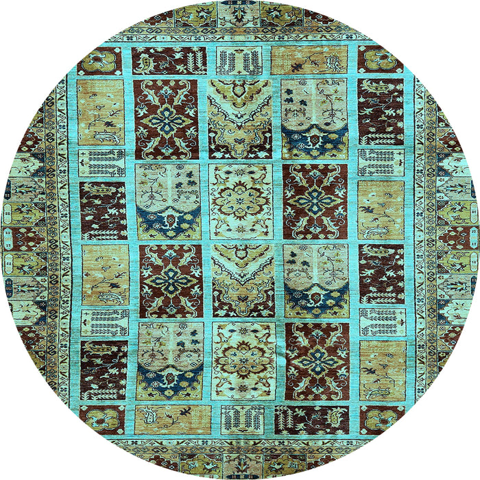 Round Abstract Light Blue Modern Rug, abs709lblu