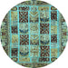 Round Abstract Light Blue Modern Rug, abs709lblu