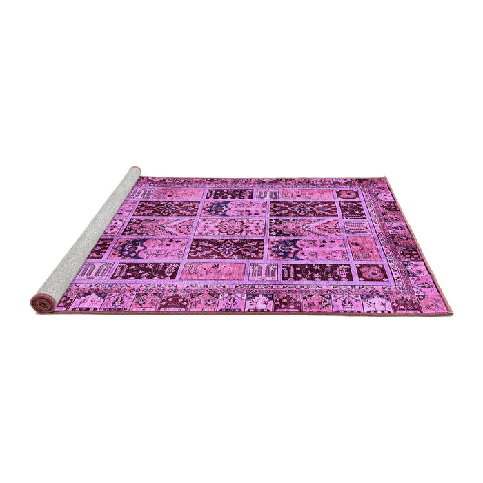 Sideview of Machine Washable Abstract Purple Modern Area Rugs, wshabs709pur