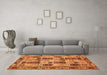 Machine Washable Abstract Orange Modern Area Rugs in a Living Room, wshabs709org