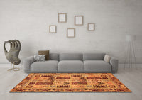 Machine Washable Abstract Orange Modern Rug, wshabs709org