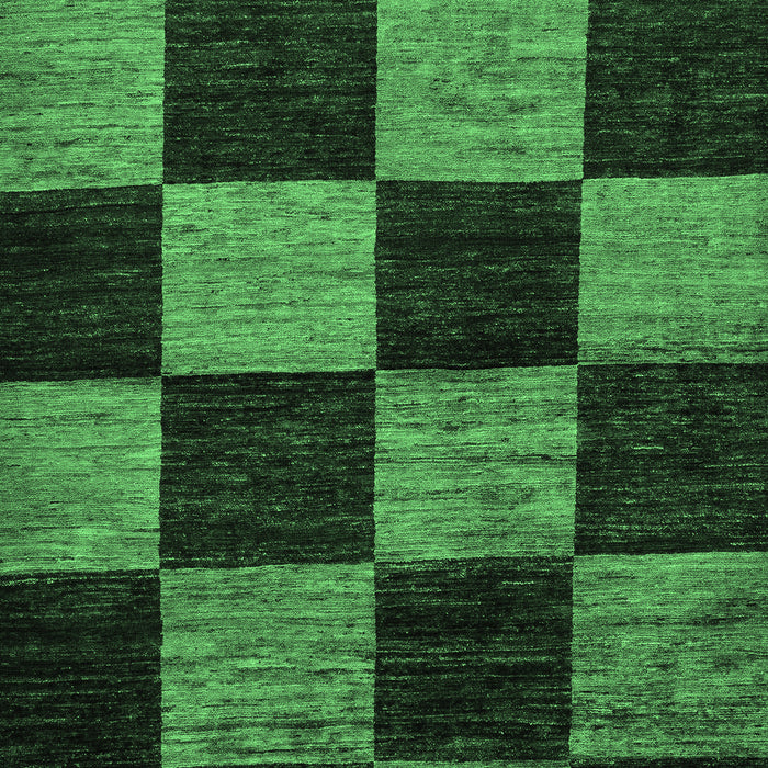 Machine Washable Checkered Emerald Green Modern Area Rugs, wshabs70emgrn