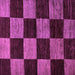 Square Machine Washable Checkered Purple Modern Area Rugs, wshabs70pur