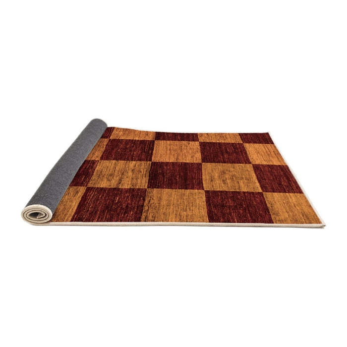 Sideview of Checkered Orange Modern Rug, abs70org